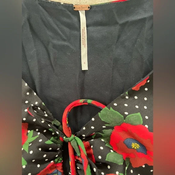 Free People Morning Light Black Print Long Sleeve Mini Dress - Picture 11 of 11